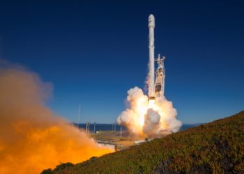 A SpaceX Falcon 9 rocket launches a batch of next generation communications satellites for Iridium
