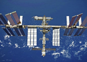S119-E-008577 (25 March 2009) --- Backdropped by a blue and white Earth, the International Space Station is seen from Space Shuttle Discovery as the two spacecraft begin their relative separation. Earlier the STS-119 and Expedition 18 crews concluded 9 days, 20 hours and 10 minutes of cooperative work onboard the shuttle and station. Undocking of the two spacecraft occurred at 2:53 p.m. (CDT) on March 25, 2009.