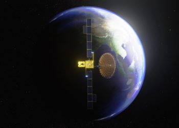 Computer rendition of the Inmarsat-6 F1 spacecraft in orbit / Source: Inmarsat