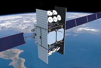 Artist's rendition of Wideband Global Satellite (WGS) in orbit. / Source: Air Force
