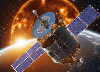 Solar radiation surrounding a satellite in orbit (Photo/AI-generated image)