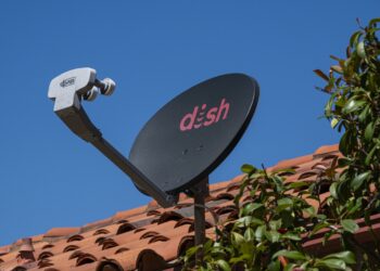 A Dish Network satellite dish on the roof of a home in Crockett, California, US, on Monday, July 31, 2023. Dish Network Corp. is scheduled to release earnings figures on August 3.