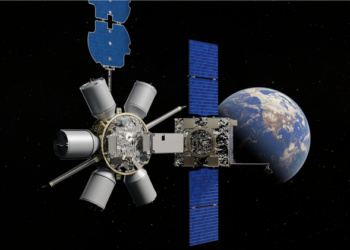 An artist's rendering of Northrop Grumman's passive refueling module for satellites (Courtesy/Northrop Grumman)