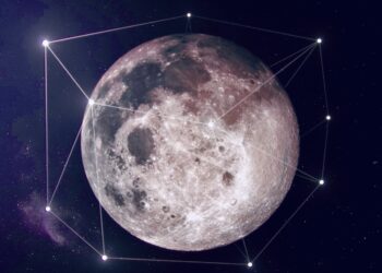 Artist's rendering of a satellite network orbiting the moon (Courtesy/ESA)