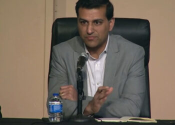 Akshay Patel, managing partner at PJT Partners speaking at Space Symposium 2024 on April 10, 2024 (Courtesy/Space Foundation/Space Intel Report)
