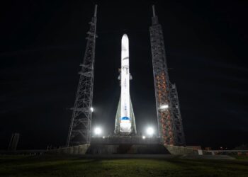 A New Glenn rocket at Launch Complex 36 in Cape Canaveral, Fla. (Courtesy/Blue Origin)