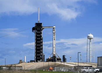 A SpaceX Falcon 9 rocket at Kennedy Space Center in Cape Canaveral, Fla., on Aug. 26. (Courtesy/Chandan Khanna/AFP/Getty Images)