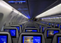 Entertainment screens are seen in the economy cabin on an Airbus SE A321 Neo aircraft, operated by United Airlines, following a news conference at George Bush Intercontinental Airport in Houston, Texas on Nov. 30, 2023. (Courtesy/Callaghan O'Hare/Bloomberg)